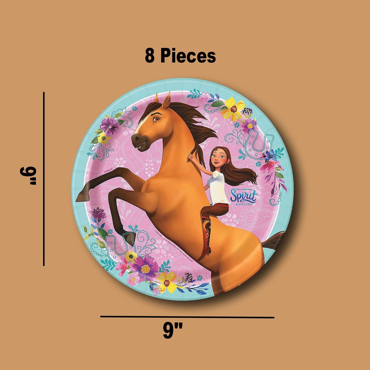 8 Ct. DreamWorks Spirit Riding Free Party Paper Dinner Plates 9" Durable Birthday Plates